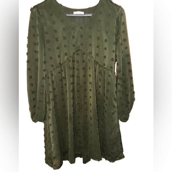 KIRUNDO Emerald Green Babydoll Swiss dot dress. - Picture 3 of 6